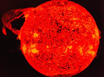 A solar flare on the Sun, one of the sources of the solar wind