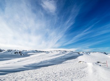 A wide shot of a snowy landscape.