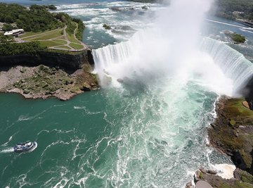 An aerial view of Niagara Falls at the U.S. and Canadian border.