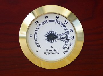 Close-up of gold plated hygrometer