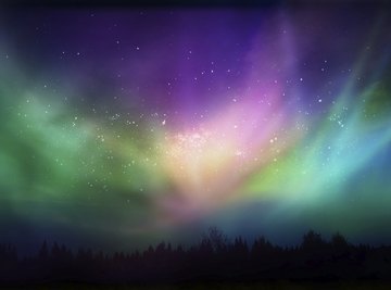 Charged particles colliding with atmospheric gases produce the aurora.