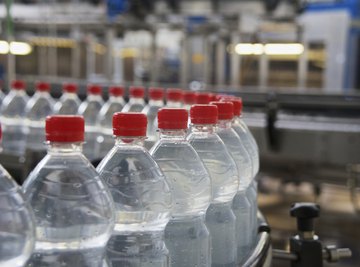 Plastic bottles in factory line