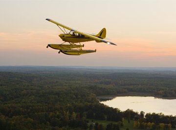 The propellers of an airplane generate enough thrust to overcome drag.