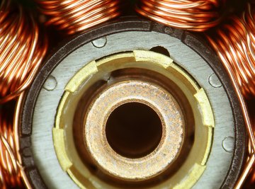 The stator on an electric motor may contain several tightly-wound copper wire coils.