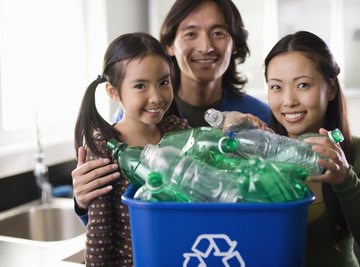 Recyclable plastic items are numbered according to the type of resin they are made with.