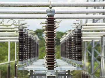 A close-up of electrical components at a power plant.