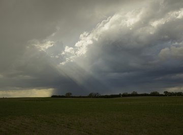 Rain clouds and rain in the distant horizon.