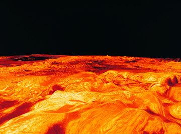 A computer model shows some of the volcanoes on Venus.