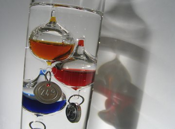 Close-up of Galileo thermometer