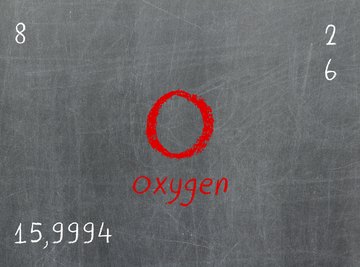 Blackboard with periodic table listing for Oxygen