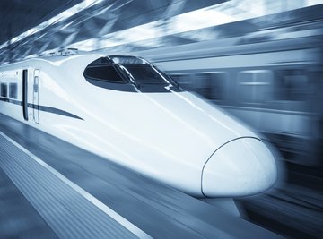 High speed train passing through station
