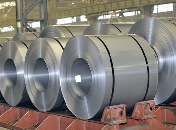 Rolls of steel in a factory
