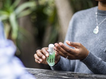 The alcohol in hand sanitizer helps to kill harmful microbes.