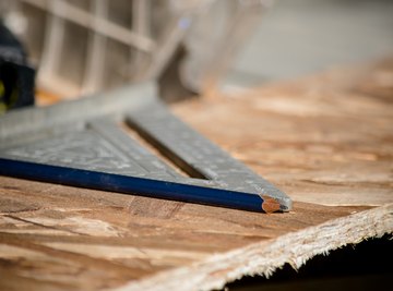 An angle measuring tool on a piece of plywood