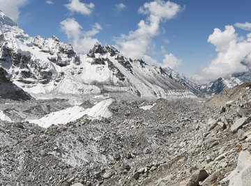 The Khumbu Glacier near Mount Everest in Nepal.
