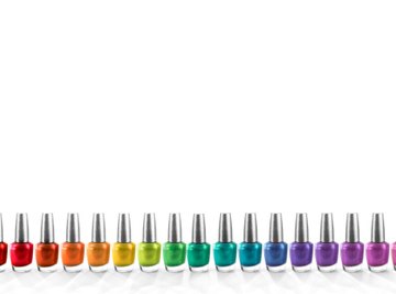 Nail polishes have different colors because their contents absorb different wavelengths of light.