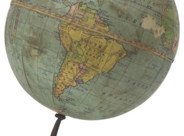 Globes illustrate the rotational axis of the Earth as well as the continents.