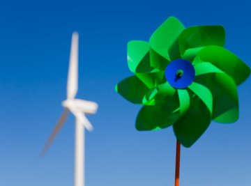 A pinwheel or windmill takes advantage of the mechanical energy of wind.