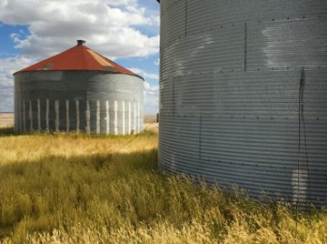 Grain bins are agricultural storage units.