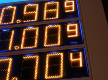 An LED counter is used to increment digits on a LED sign.