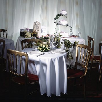 Tables laid for a wedding reception