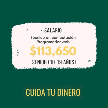 Salario de un técnico en computación Senior (10+ años): US ​$113,650+