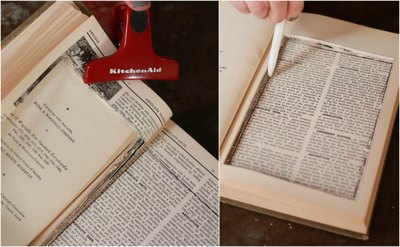 Kitchen or binder clips keep pages from flipping back.