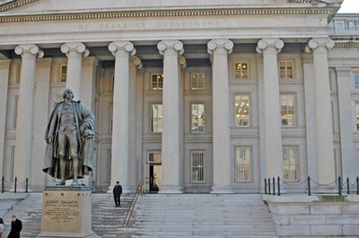 Department of Treasury Building image by dwight9592 from Fotolia.com The U.S. Department of the Treasury sells treasury bonds to investors around the world.