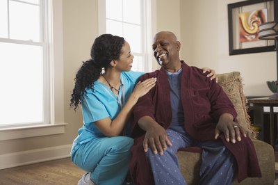Jupiterimages/Brand X Pictures/Getty Images Caring for patients is an LPN's primary responsibility.