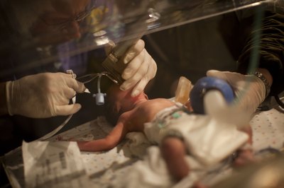 Uriel Sinai/Getty Images News/Getty Images Pre-term infants usually require help to breathe, at first.