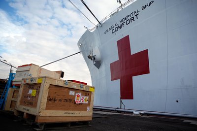 Alex Wong/Getty Images News/Getty Images USNS Comfort, a naval hospital ship, is crewed by Navy civilian mariners.
