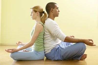 Hemera Technologies/AbleStock.com/Getty Images Comfortable clothes rule the day for yoga class.