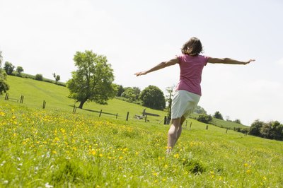 BananaStock/BananaStock/Getty Images Skipping brings back childhood memories of playground fun.