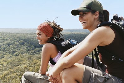 Digital Vision./Digital Vision/Getty Images Hiking is one way to turn your walk into a workout.