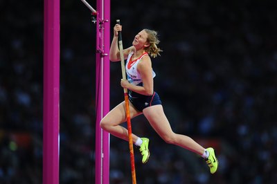 Mike Hewitt/Getty Images Sport/Getty Images Saturday hill runs help Britain's Holly Bleasdale pole vault.