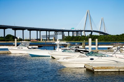 Jupiterimages/Photos.com/Getty Images The Arthur Ravenel Bridge is an attraction in Charleston, South Carolina landmark.