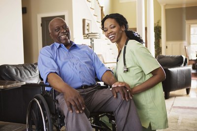 Jupiterimages/Brand X Pictures/Getty Images Some in-home care services require a minimum of three to four hours per daily visit.