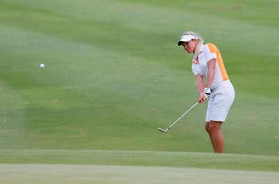 Kevin C. Cox/Getty Images Sport/Getty Images LPGA star Suzann Pettersen demonstrates a lob wedge chip near the green.