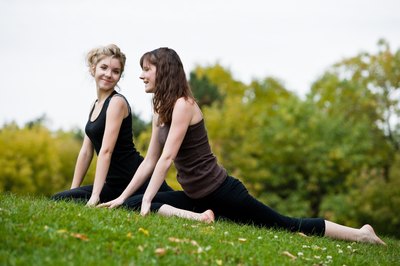 Jupiterimages/Photos.com/Getty Images Pigeon pose stretches your piriformis.