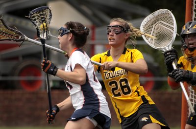 Jay Paul/Getty Images Sport/Getty Images Choke up on your stick when you're running near the net.