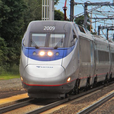 A Northbound Amtrak Acela Express Passing Through Old Saybrook Connecticut In 2017