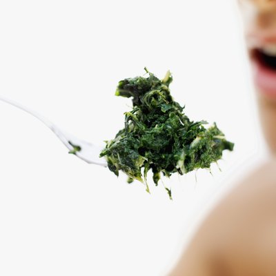 Stockbyte/Stockbyte/Getty Images Cooked spinach is a good source of dietary fiber.