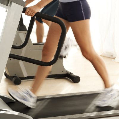 George Doyle/Stockbyte/Getty Images A treadmill allows you to run at a steady speed.