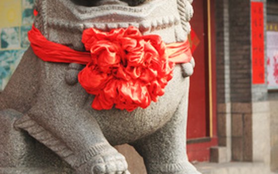 Cities are decorated for Chinese New Year, a secular holiday.