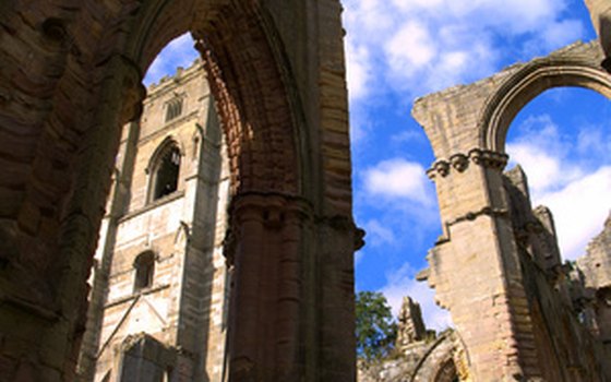 National Trust site Fountains Abbey in Yorkshire is in the midst of Studley Royal Water Garden.