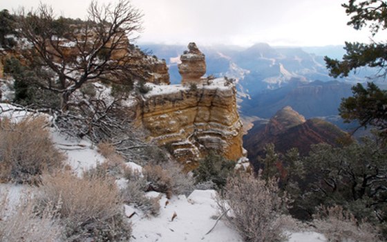 Snow blankets the Grand Canyon