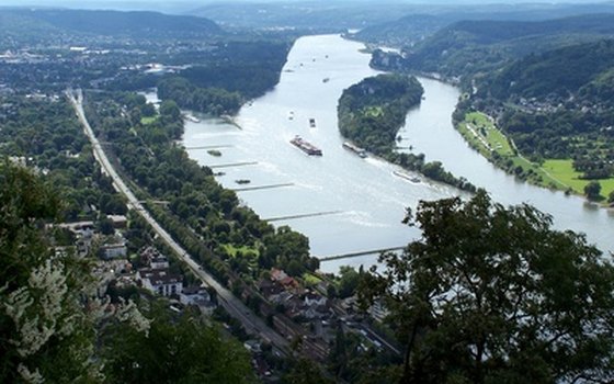 The Rhine River meanders through Europe.