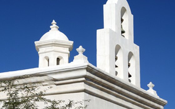 The Mission San Xavier del Bac is about nine miles south of Tucson.