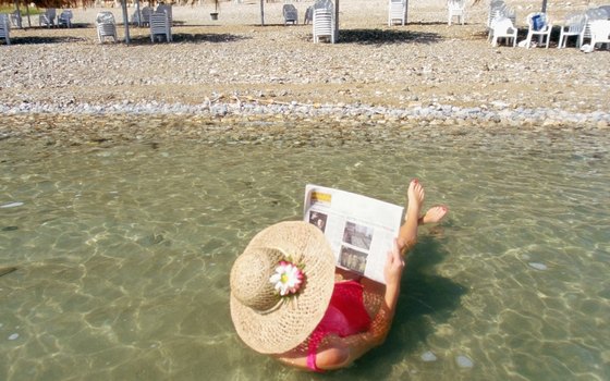 Floating in the Dead Sea.