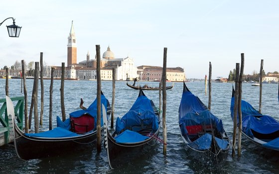 Venice is famous for its gondolas that travel through the city's canals.